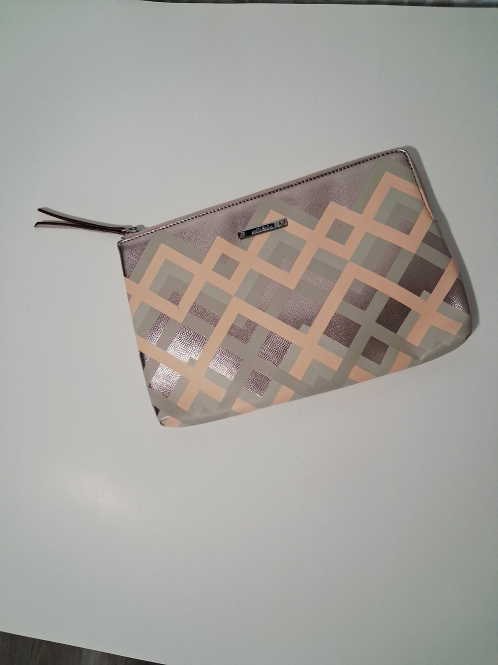 Stella & Dot Metallic Geometric Cosmetic Bag Pouch